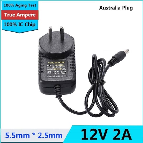 [YU1202A] DC 12V 2A 5.2x2.5mm Power Supply Adapter Charger for LED Light Camera Enclosure