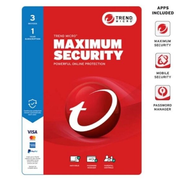 [TICEWWMFXSCXEW] Trend Micro Maximum Security 3 Device 1Yr Retail Mini Box Auto Renew