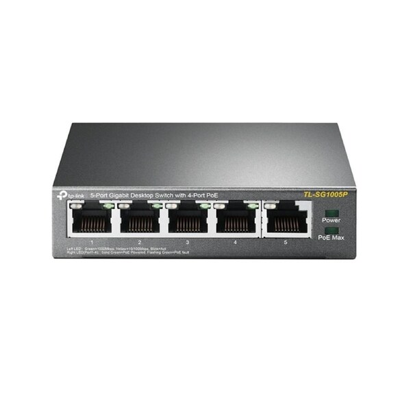 [TL-SG1005P] 5-Port Gigabit Desktop Switch with 4-Port PoE 1000Mbps QoS