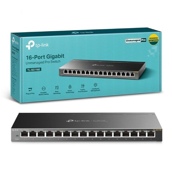 [TL-SG116E] 16 Port Gigabit Unmanaged Pro Switch Desktop/Wall Mounting L2