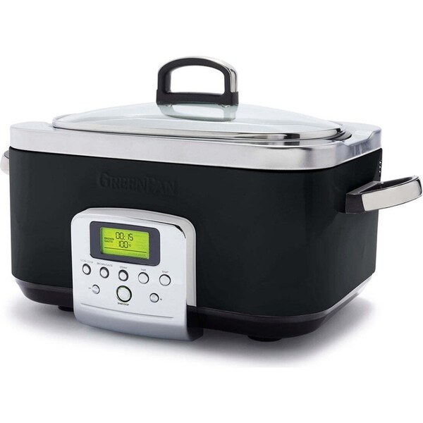 GreenPan Elite Electric Black Slow Cooker 230V 2200W Home Kitchen Cookware