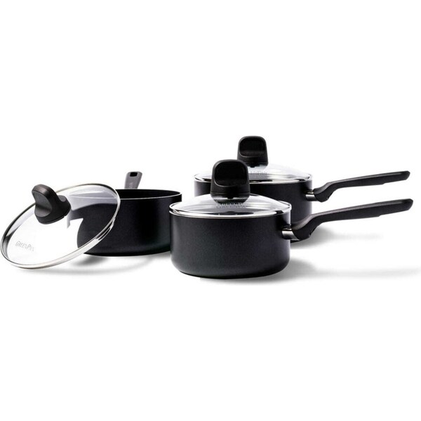 3pc GreenPan Memphis Series Non Stick Coated Saucepan Set Home Kitchen Cookware