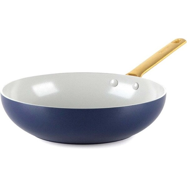 GreenPan Padova Non Stick Coated Dark Blue Open Wok 28cm Home Kitchen Cookware