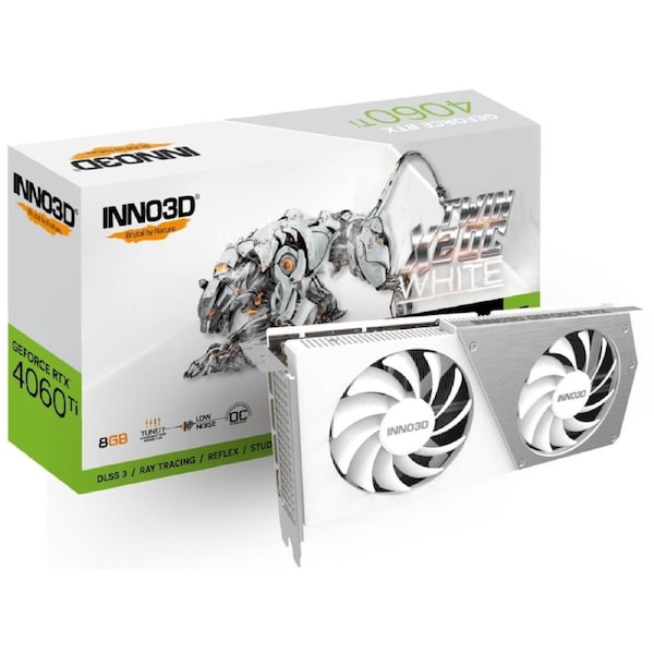 [RTX 4060 TI 8GB TWINX2 OC WHITE] Inno3D RTX 4060 Ti 8GB TWIN X2 OC White GPU 8GB GDDR6, 2565MHz Boost Clock