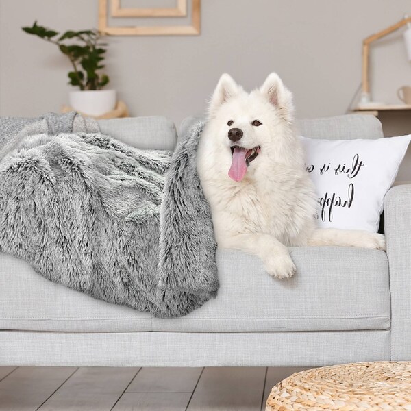 Pawz Throw Blanket Fluffy Tie Dye Shaggy Ultra Plush Long Pile Reversible Large Charcoal