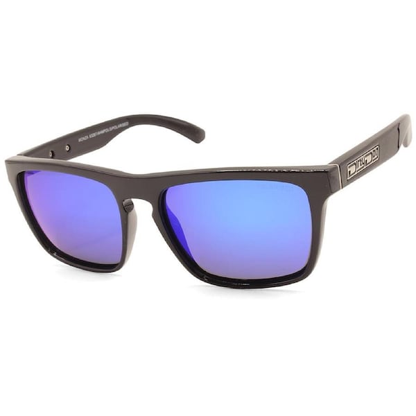 Dirty Dog Monza Shiny Black/Blue Mirror Polarised Unisex Sunglasses