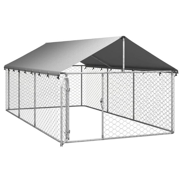 Outdoor Dog Kennel with Roof Shelter Pet House Pen Run Puppy Enclosure Steel