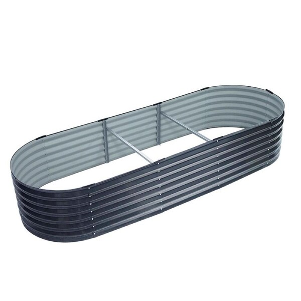 Raised Garden Bed 240X80X42cm Oval Planter Box Raised Container Galvanised