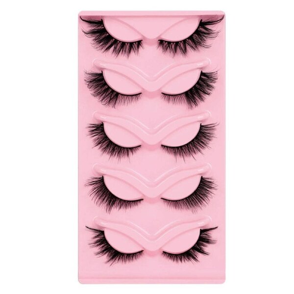Nevenka Fox Eye Lashes 3D Fluffy False Eyelashes 5 Styles Mixed Mink Lashes for Party Daily Makeup 5 Pairs Pack