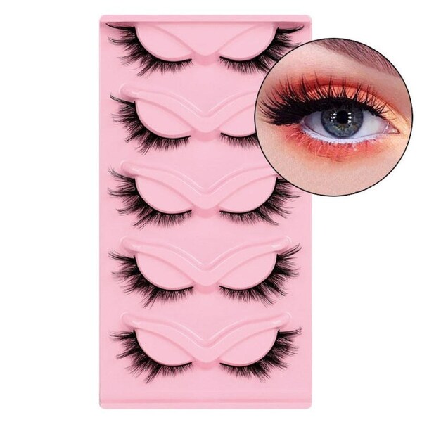 Nevenka Fox Eye Lashes 3D Fluffy False Eyelashes 5 Pairs Pack Mink Lashes for Party Daily Makeup-XF34