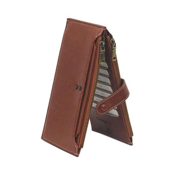 Nevenka Bifold Wallets RFID Blocking Wallet Large Capacity Leather Purse Credit Card Organizer Holder with Photo Window for Women-Brown