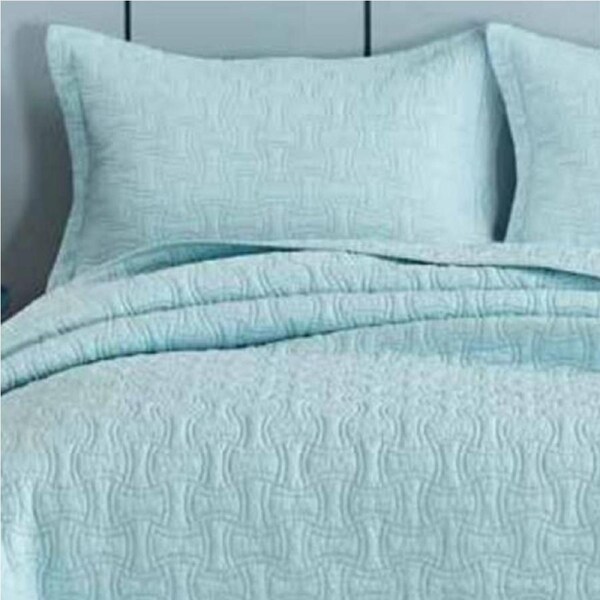 French Country Patchwork Bed Quilt Oceania Blue Throw 130x155cm