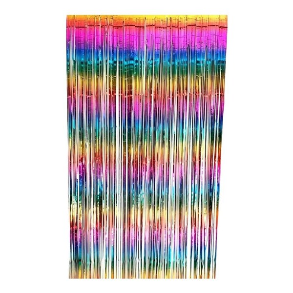 Foil Curtain Rainbow Gay LGBTQ+ Pride Inclusive Metallic Fringe Tinsel Backdrop