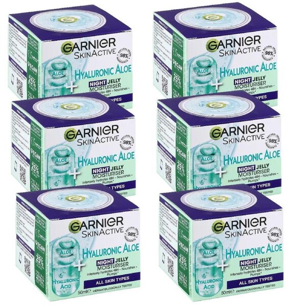 6x Garnier Skin Active Hyaluronic Aloe Hydrating Night Jelly Moisturiser 50ml