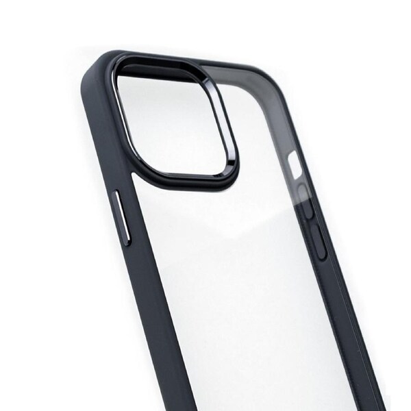 iPhone 13 Pro Compatible Case Cover With Shockproof Metal Camera Lens Protection Clear PC - Black