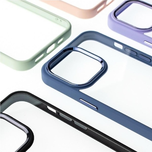 iPhone 13 Pro Compatible Case Cover With Shockproof Metal Camera Lens Protection Clear PC - Blue