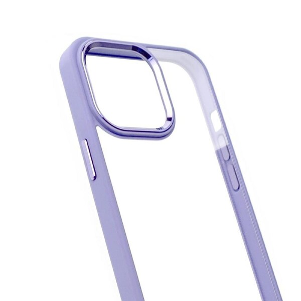 iPhone 13 Pro Compatible Case Cover With Shockproof Metal Camera Lens Protection Clear PC - Purple