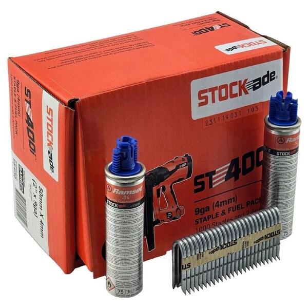 STOCKade 1000 Pack 50mm x 4mm Barbed Staples & Fuel - 12448