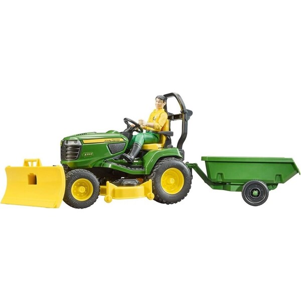 Bruder John Deere Farming Lawn Tractor with Trailer & Gardener 1:16 Kids Toy 4+