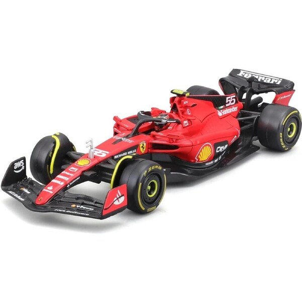 Bburago 1:24 2023 Formula 1 Ferrari SF-23 No.55 Sainz in Case Diecast Model 14+