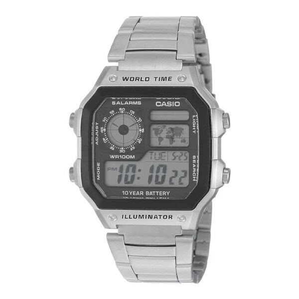 Casio AE1200WHD-1A Digital Sports World Stainless Steel AE-1200WHD-1A Mens Watch