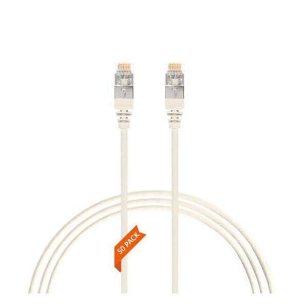 1M Cat 6A Rj45 S Ftp Thin Lszh 30 Awg Pack Of 50 Network Cable White