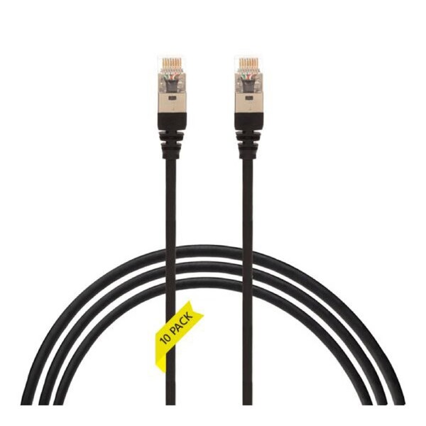 1M Cat 6A Rj45 Sftp Thin Lszh 30 Awg Pack Of 10 Network Cable Black