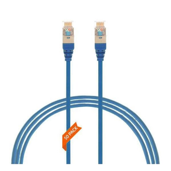 1M Cat 6A Rj45 Sftp Thin Lszh 30 Awg Pack Of 50 Network Cable Blue