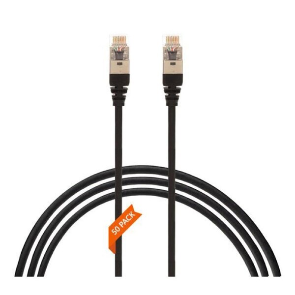 2M Cat 6A Rj45 Sftp Thin Lszh 30 Awg Pack Of 50 Network Cable Black