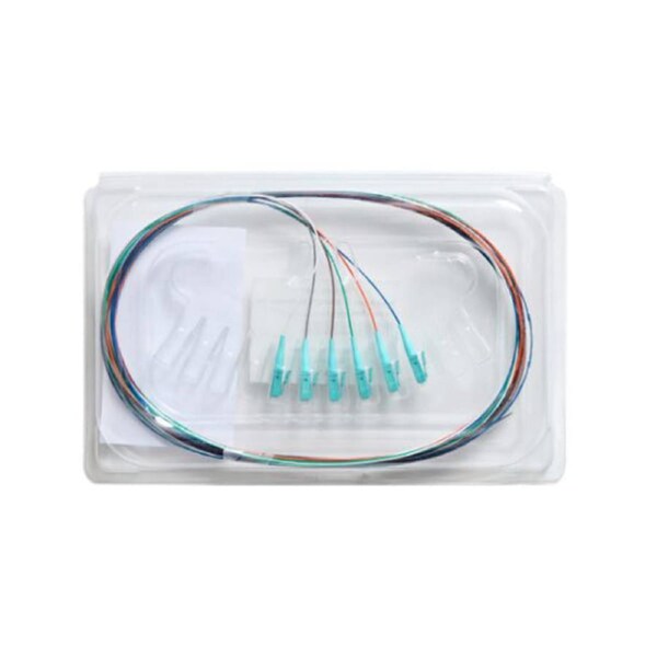 Fibre Pigtail Lc Om4 Multimode 2M 6 Pack Rainbow Aqua Connector
