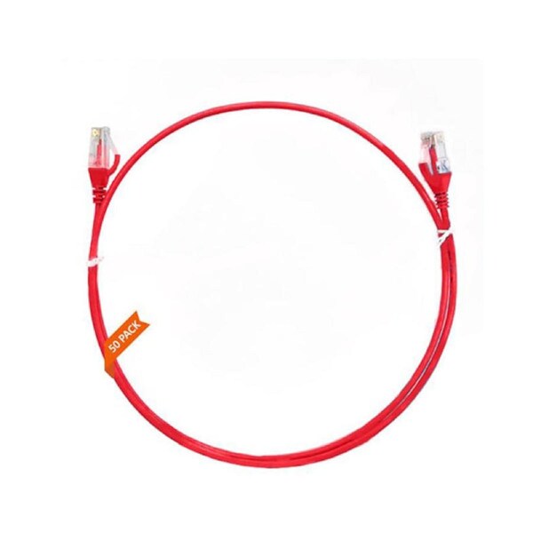Pack Of 50 Cat 6 Ultra Thin Lszh Ethernet Network Cable Red