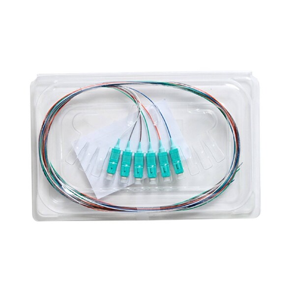 Fibre Pigtail Sc Om4 Multimode 2M 6 Pack Rainbow Aqua Connector