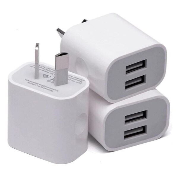 [3 Pack] USB Wall Charger Dual Port AU Plug 3 Pack 5V/2.1A USB Charger Plug Power Adapter