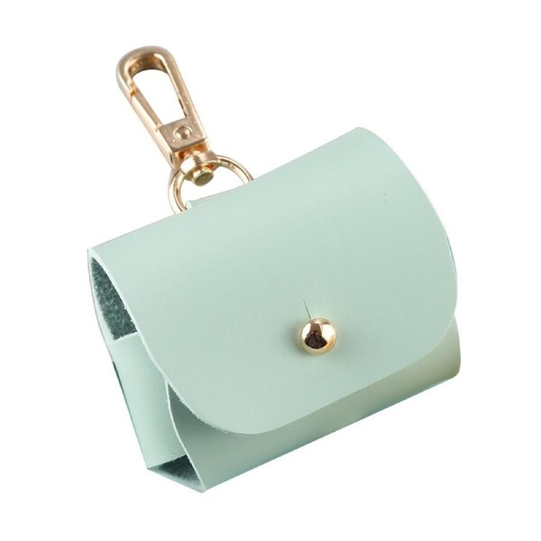 For AirPods Pro 1st Gen Case, Protective PU Leather Cover, Snap Hook, Green