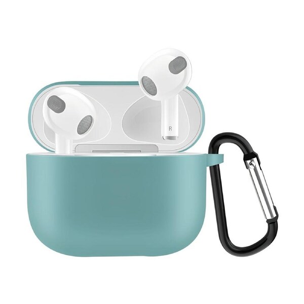Solid Color Silicone Earphone Protective Case for AirPods 3rd Gen, with Hook, Green