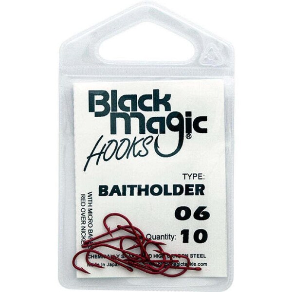 Black Magic Bait Holder Red Fishing Hook Small Pack #6