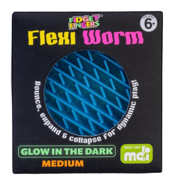 Fidget Fingers Flexi Worm Medium Glow-in-the-Dark Fidget Toy (Designs may vary)