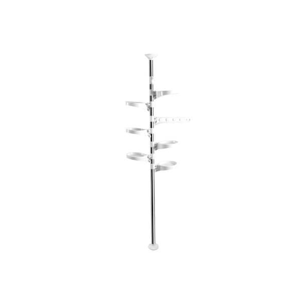 7-Layer Plant Stands Tension Pole Height Adjustable 230-290cm Metal Pot Hanging Flower Display Rack 6 Trays and Hanging Hook for Indoor Balcony Patio