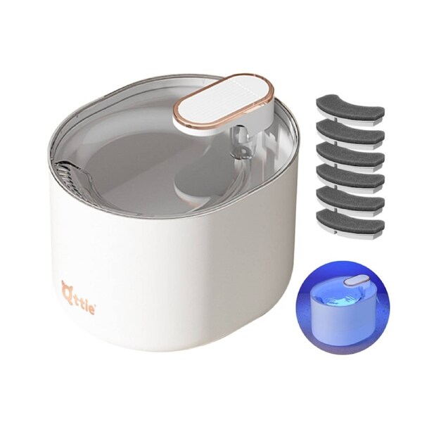 Qttie 3L Pet Water Fountain Cat Dog Automatic Electric Drinking Dispenser Filter White Set