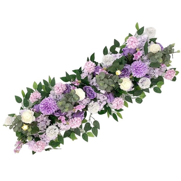 SpringUp 50CM Artificial Wedding Rose Flower Wall Arrangement Arch Row for Weddinng Backdrop Party Home Decoration - Light Purple