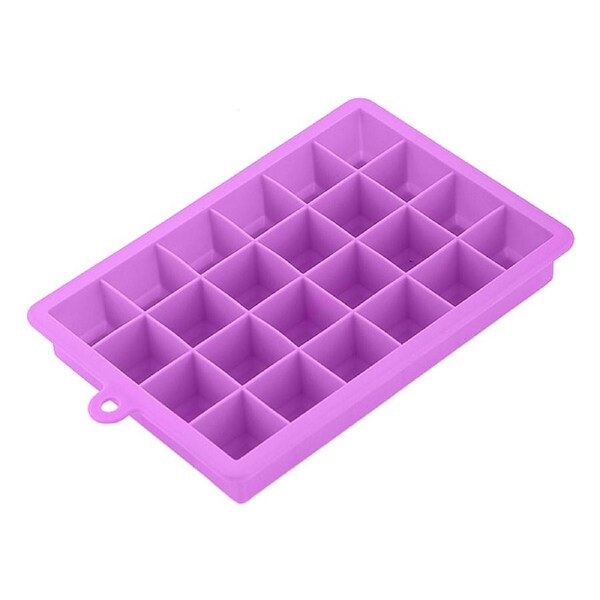 Vivva - Ice Cube Tray Ball Maker Big Silicone Mold Sphere Whiskey Mould Chocolate 15 Style 24 Cubes / Purple