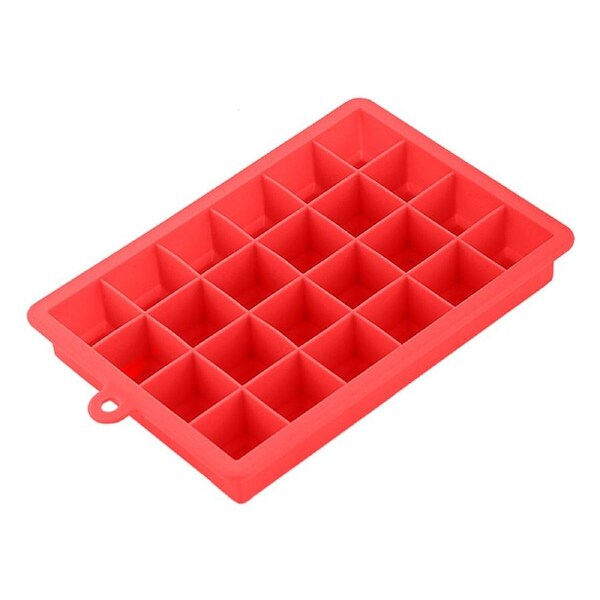 Vivva - Ice Cube Tray Ball Maker Big Silicone Mold Sphere Whiskey Mould Chocolate 15 Style 24 Cubes / Red