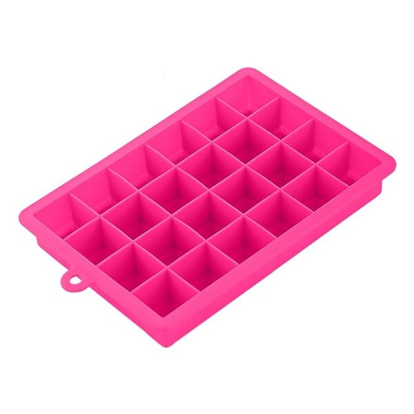 Vivva - Ice Cube Tray Ball Maker Big Silicone Mold Sphere Whiskey Mould Chocolate 15 Style 24 Cubes / Hot Pink