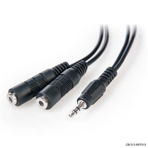 Connect Cable Male 3.5mm Stereo Audio to 2x Female Splitter Cable Connector BLK