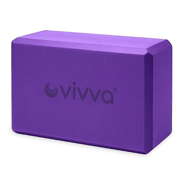 Vivva Yoga Block Brick EVA Foaming Home Exercise Practice Fitness 23.5cmx15cmx10cm 2pcs Set Purple