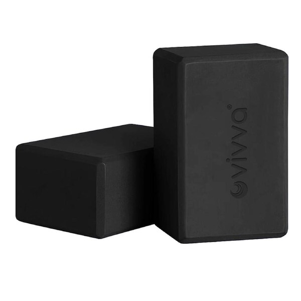 Vivva Yoga Block Brick High Density EVA Foaming Home Exercise Practice Fitness 2pcs Set Black