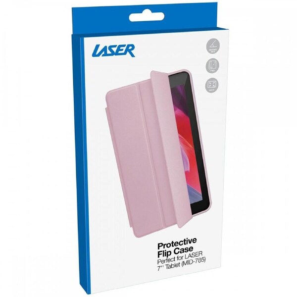 Laser 7" Flip Case Protection Folio Slim Cover For MID-785 Android Tablet Pink