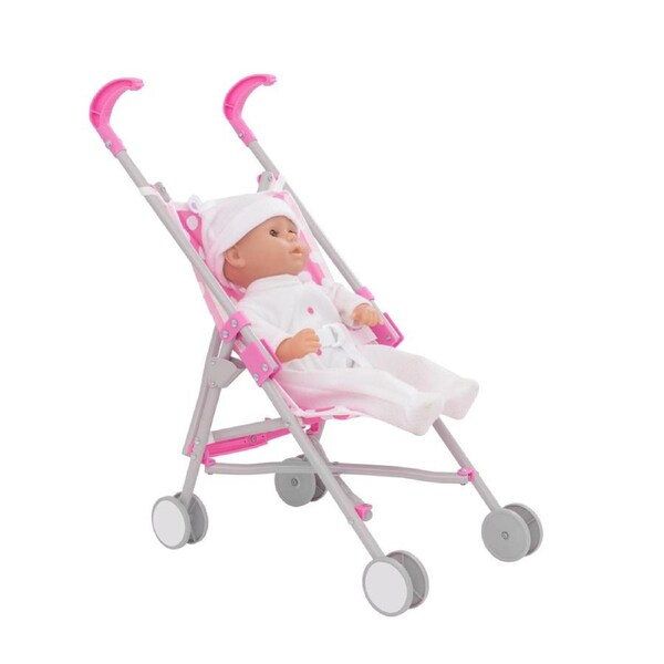 Dolly Tots Doll Stroller Push Pram Kids/Children Baby Play Pretend Toy Pink 2y+