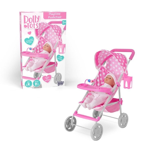 Dolly Tots Playtime Doll Pushchair Stroller Kids/Children Pretend Toy Pink 3y+