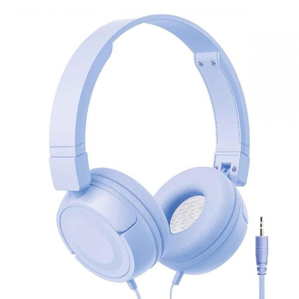 Laser Wired 3.5mm AUX On-Ear Headphones Foldable Headset w/ 1.2m Cable Blue